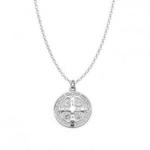 NWT St. Benedict Coin Necklace // Sterling Silver
